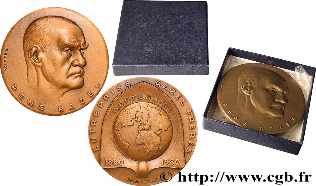 CINQUIÈME RÉPUBLIQUE Médaille, René Razel, Centenaire de l’entreprise Razel SUP