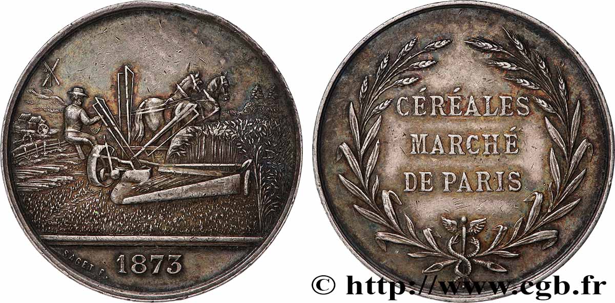 III REPUBLIC Médaille, Céréales, Marché de Paris AU/XF