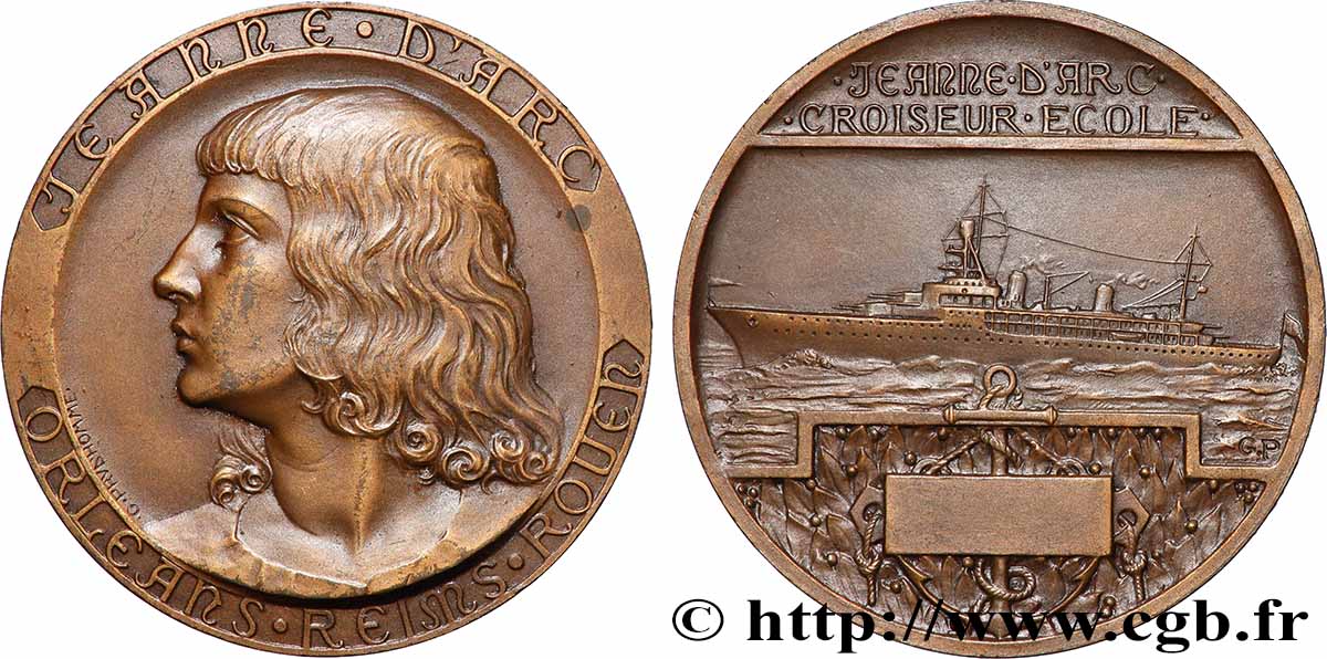 III REPUBLIC Médaille, Jeanne d’Arc, Croiseur-école AU