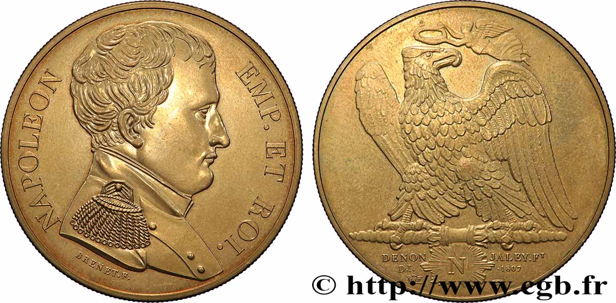 PREMIER EMPIRE Médaille, Napoléon Empereur et Roi, refrappe TTB+
