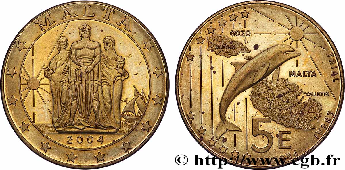 MALTE Médaille, 5 Euros Essai q.SPL