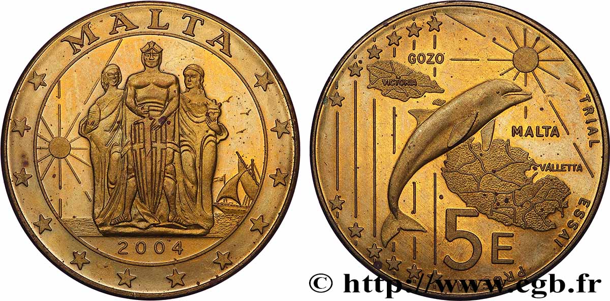 MALTA Médaille, 5 Euros Essai AU