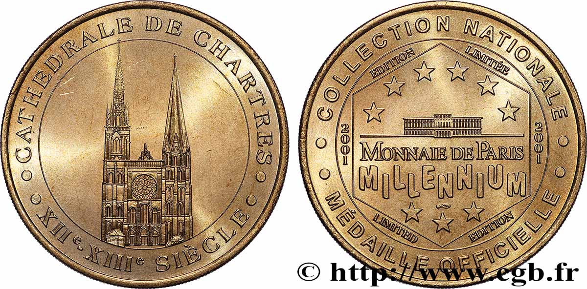 MÉDAILLES TOURISTIQUES Médaille touristique, Cathédrale de Chartres TTB+