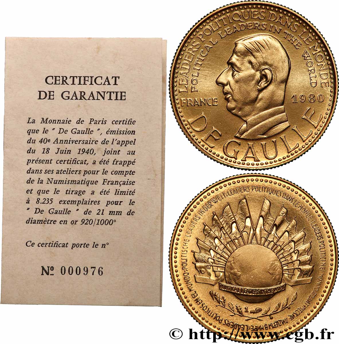 V REPUBLIC Médaille, Charles de Gaulle, 40e anniversaire de l’appel du 18 juin 1940 MS