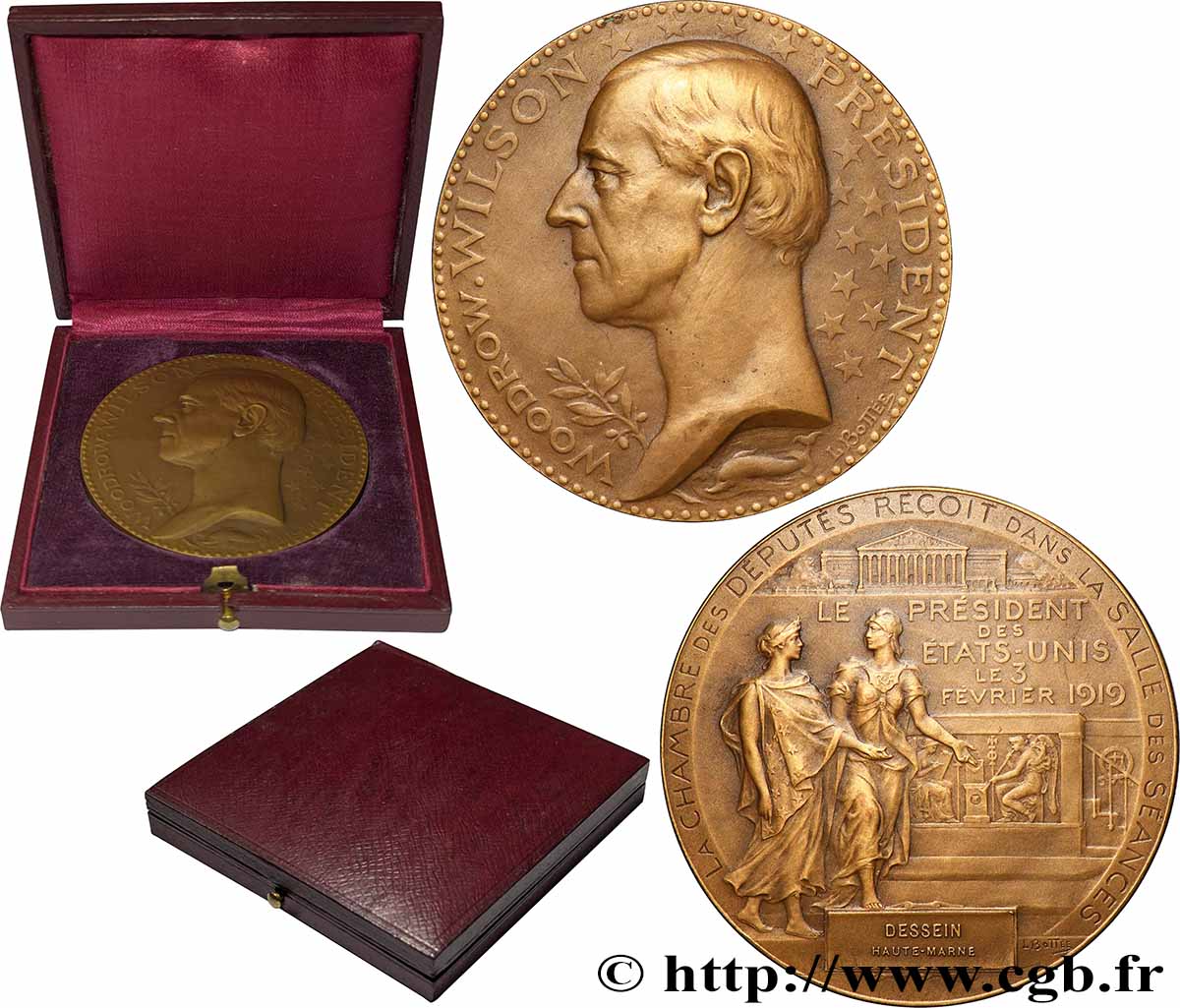 III REPUBLIC Médaille, La chambre des députés reçoit dans la salle des séances le président des États-Unis AU