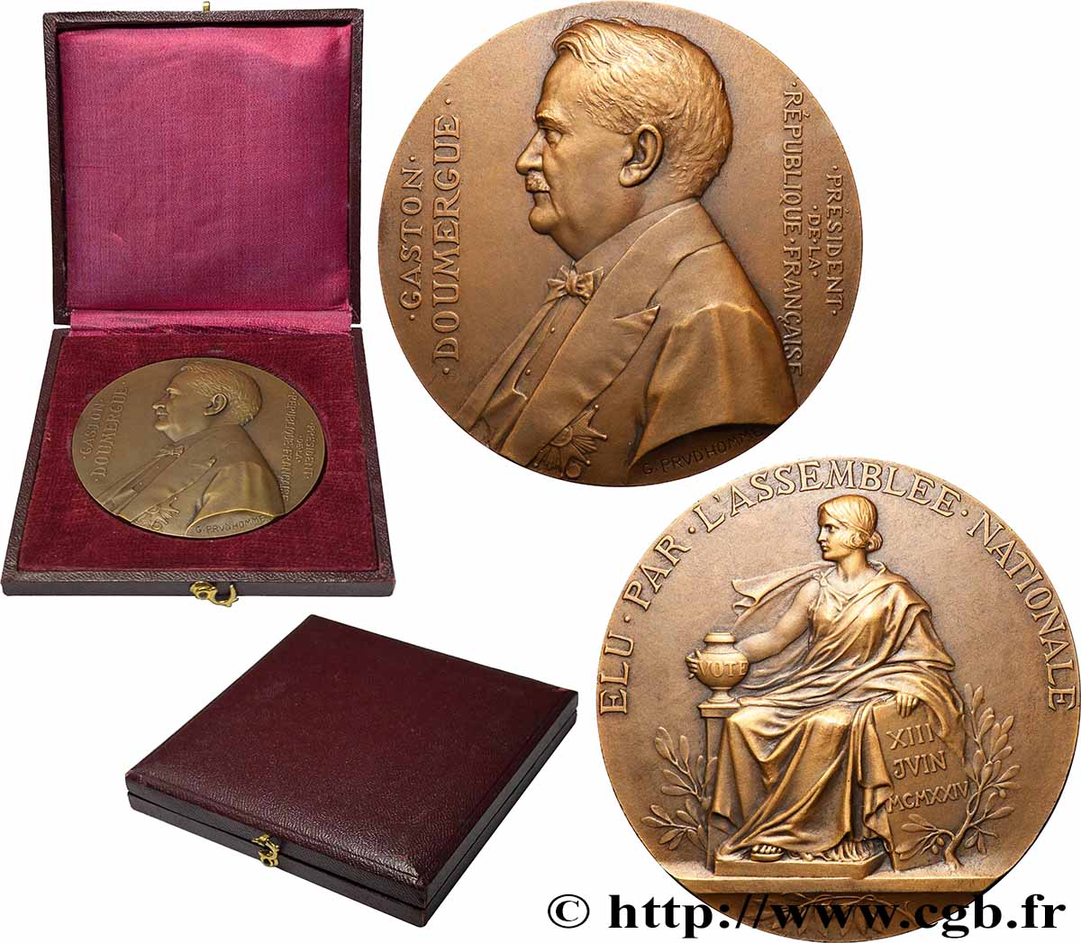 III REPUBLIC Médaille, Élection de Gaston Doumergue AU