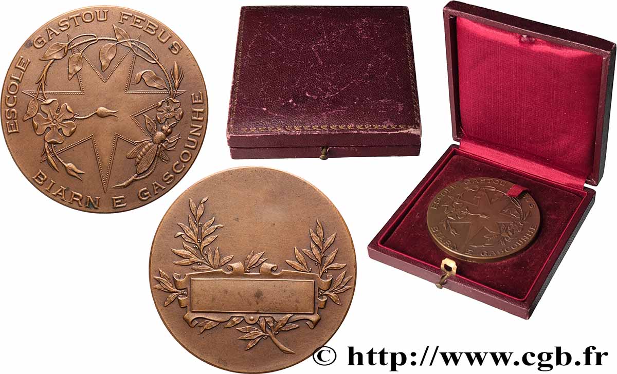 III REPUBLIC Médaille, Reclams, Escole Gastou Fébus AU