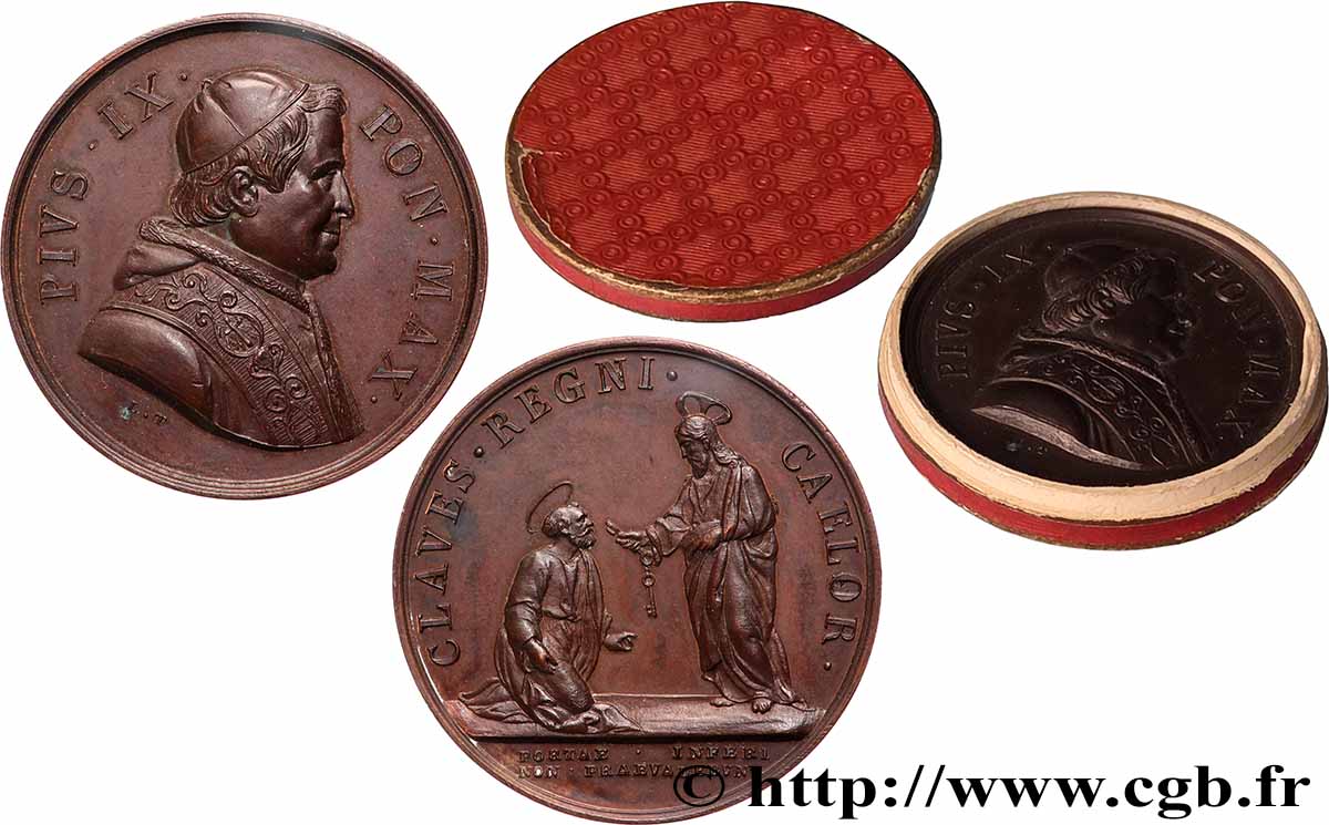 ITALIE - ÉTATS DU PAPE - PIE IX (Jean-Marie Mastai Ferretti) Médaille, Saint Pierre, Les clés du royaume des cieux TTB+/SUP