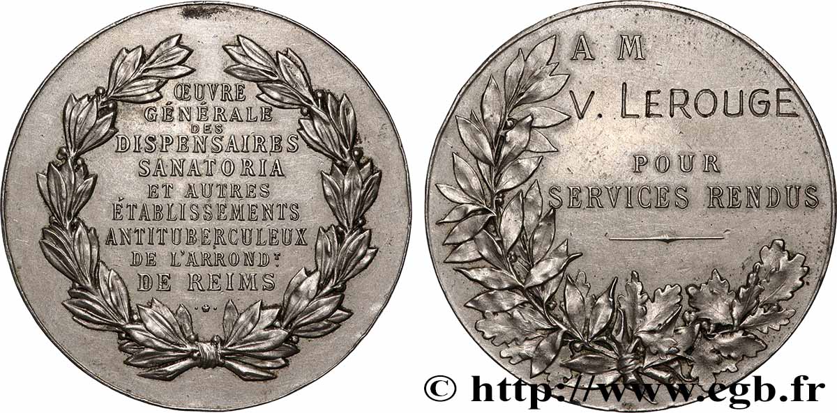 MÉDECINE - SOCIÉTÉS MÉDICALES - MÉDECINS/CHIRURGIENS - ASSISTANCE PUBLIQUE Médaille, Oeuvre générale des dispensaires, sanatorium et autres établissement antituberculeux TTB