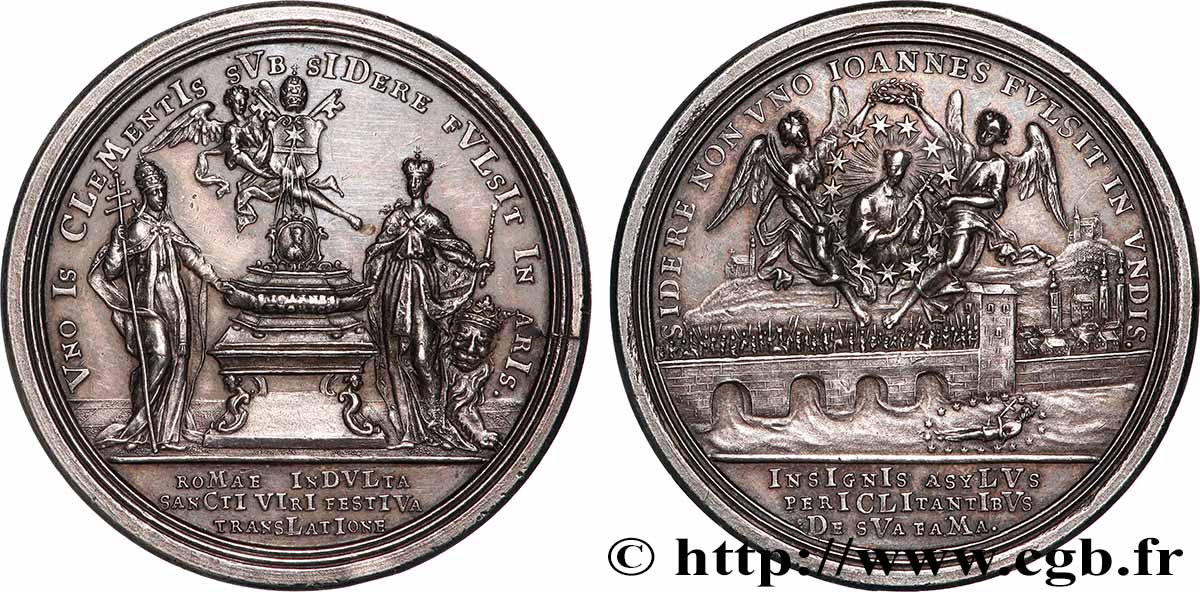 SAINT-EMPIRE ROMAIN GERMANIQUE - CHARLES VI Médaille, Transfert des reliques de Saint Jean Népomucène dans la cathédrale Saint-Guy de Prague TTB+