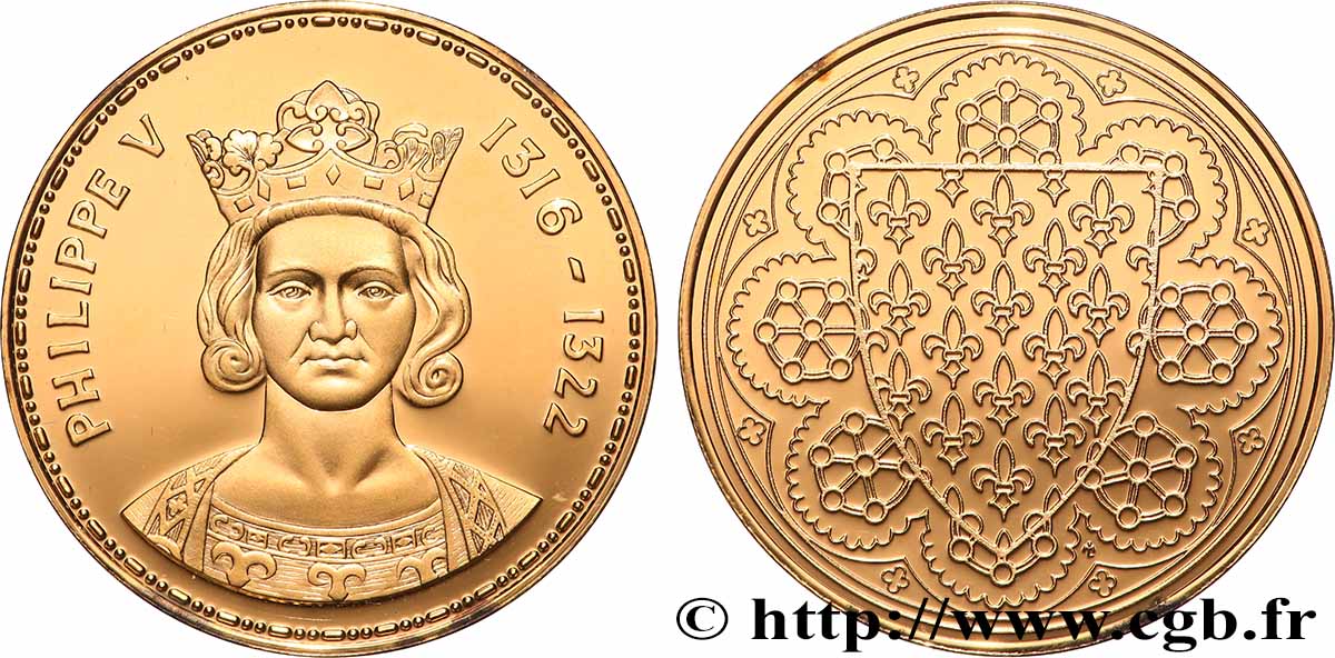 COLLECTION ROIS & REINES DE FRANCE Médaille, Philippe V BE