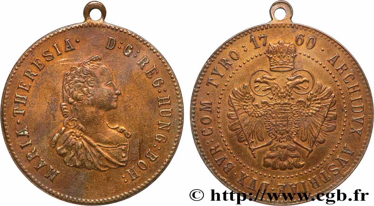 AUTRICHE - MARIE-THÉRÈSE Médaille, Reproduction de monnaie, Marie-Thérèse q.SPL