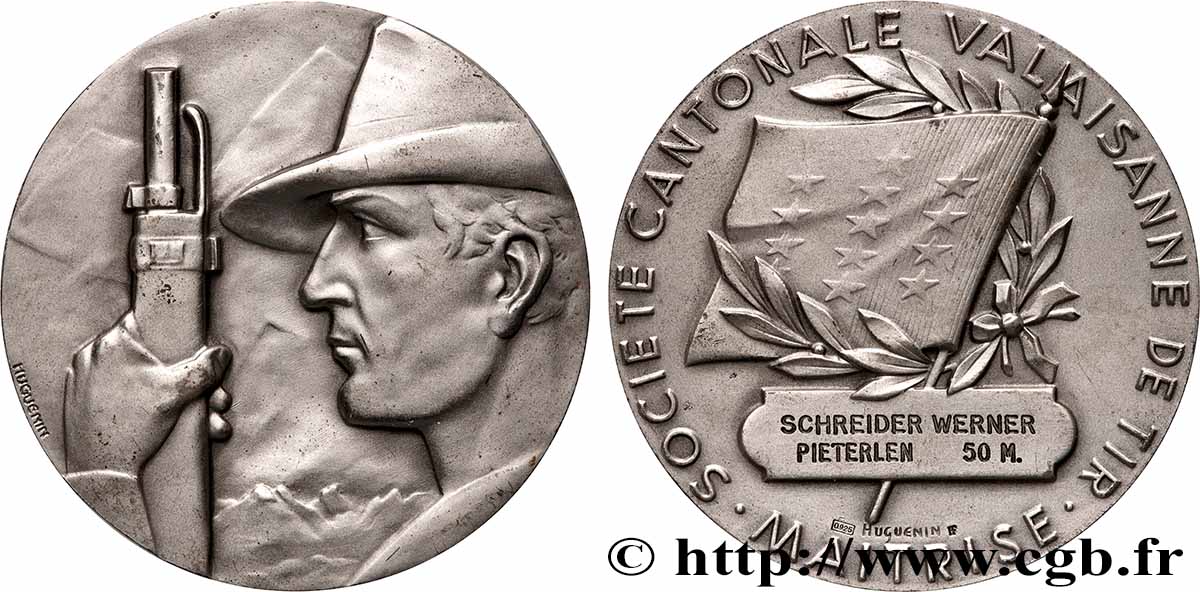 SCHWEIZ -  KANTON WALLIS Médaille, Société Cantonale Valaisanne de tir VZ