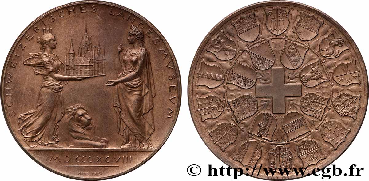 SWITZERLAND Médaille, Ville de Zurich, Ouverture du musée régional AU