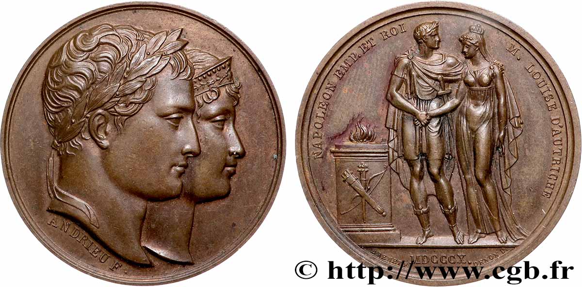 PREMIER EMPIRE Médaille, Mariage de Napoléon Ier et de Marie-Louise, refrappe TTB+