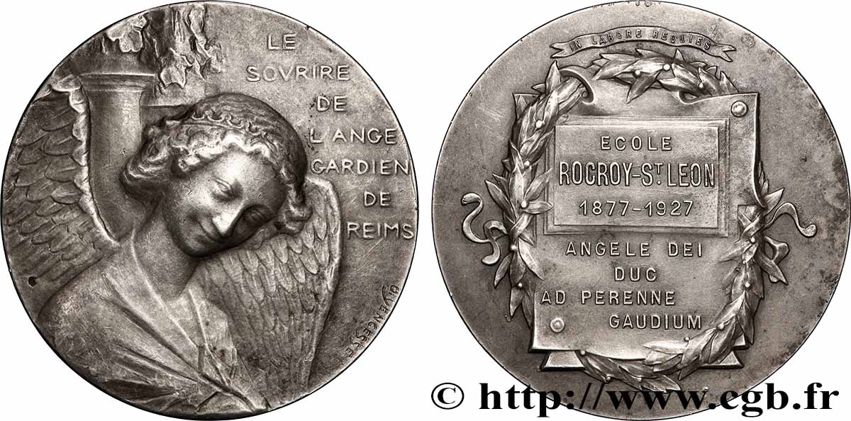 III REPUBLIC Médaille, Le sourire de l’ange gardien de Reims AU