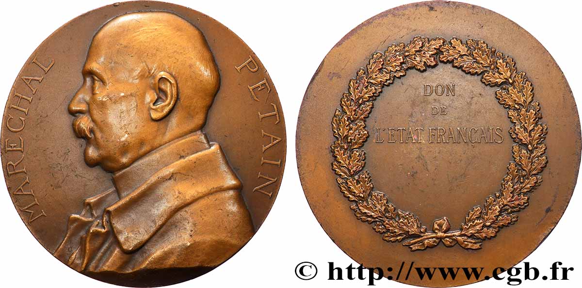 III REPUBLIC Médaille, Maréchal Pétain, Don de l’État français AU