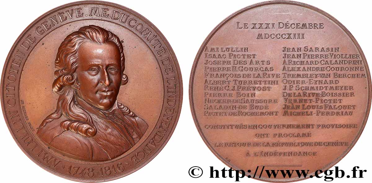 SCHWEIZ Médaille, Ami Lullin, Inauguration de la plaque commémorative à l&nbsp;Hôtel de Ville VZ
