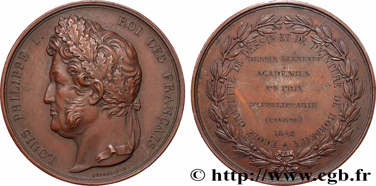 LUDWIG PHILIPP I Médaille, École gratuite de dessin et de peinture VZ/fVZ