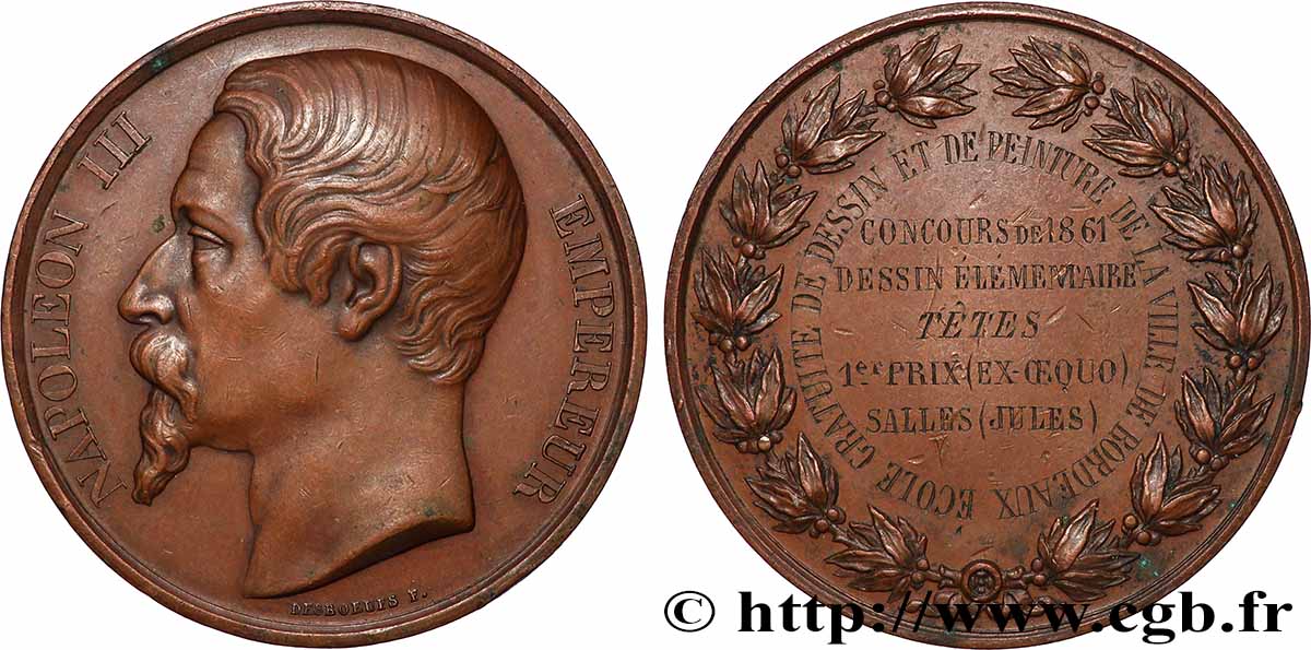 SECOND EMPIRE Médaille, École gratuite de dessin et de peinture AU