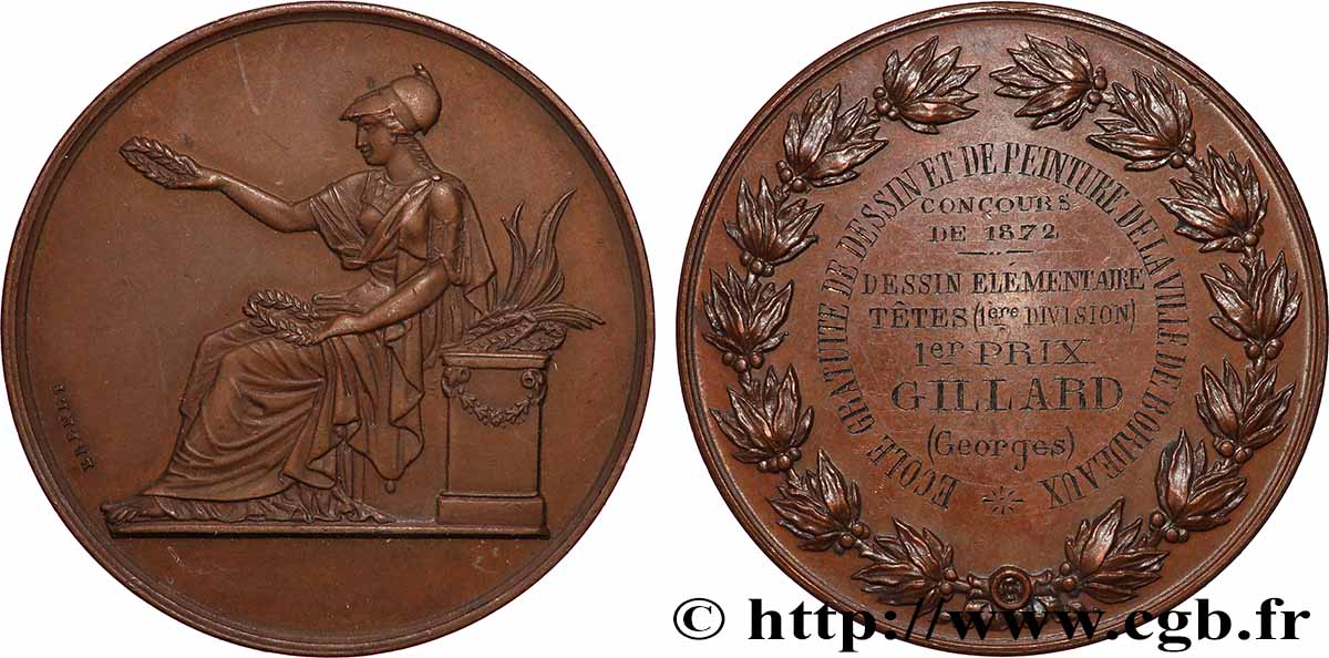 SECOND EMPIRE Médaille, École gratuite de dessin et de peinture AU