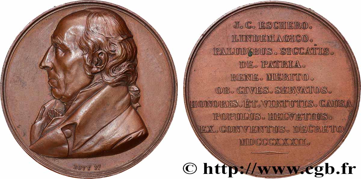 SUISSE Médaille, Johann Conrad Escher von der Linth TTB+