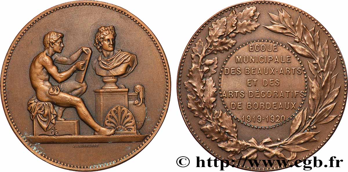 TROISIÈME RÉPUBLIQUE Médaille, École municipale des Beaux-arts et des arts décoratifs TTB+