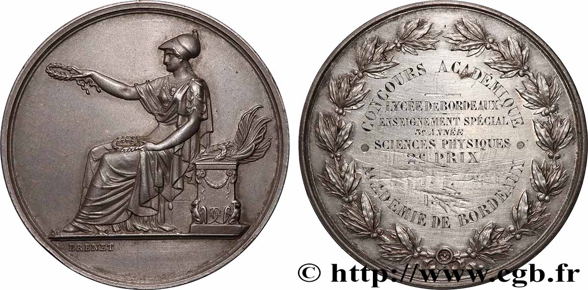 TERZA REPUBBLICA FRANCESE Médaille, Concours académique, Enseignement spécial, Sciences physiques q.SPL