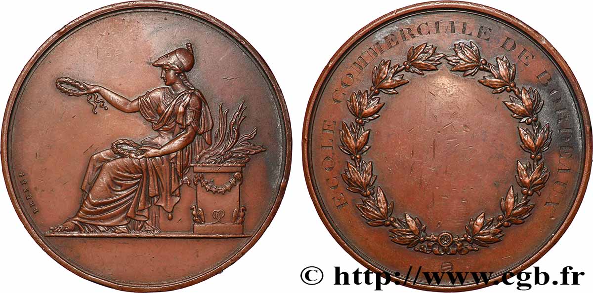 TROISIÈME RÉPUBLIQUE Médaille, École commerciale TTB