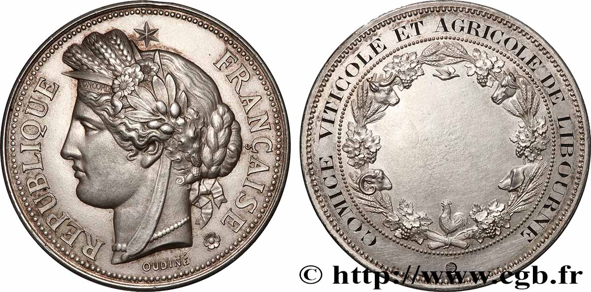 TERCERA REPUBLICA FRANCESA Médaille, Comice viticole et agricole EBC