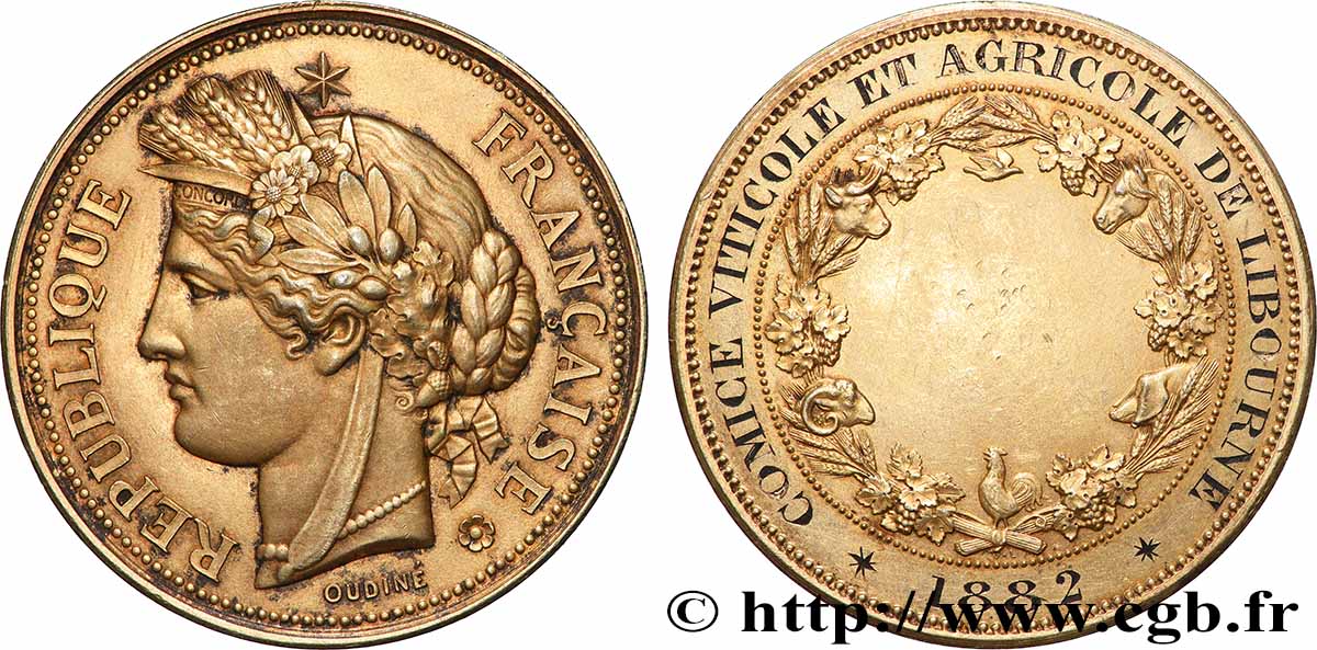 III REPUBLIC Médaille, Comice viticole et agricole AU
