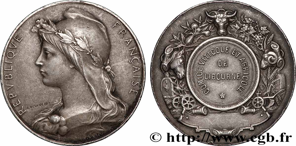 SOCIÉTÉS D&nbsp;AGRICULTURE, HORTICULTURE, PÈCHE ET CHASSE Médaille, Comice viticole et agricole XF