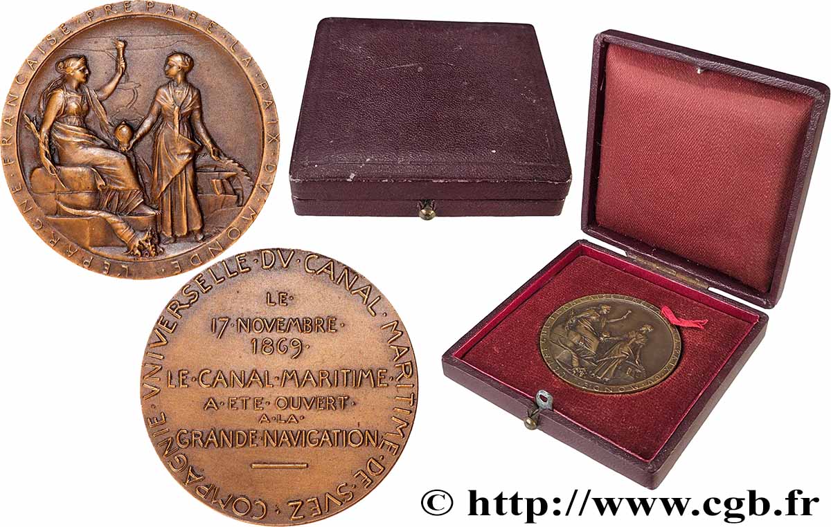 CANALS AND WATERWAY TRANSPORT Médaille, Compagnie universelle du canal maritime de Suez AU