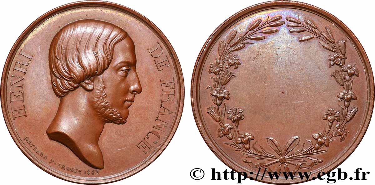 HENRI V COMTE DE CHAMBORD Médaille de récompense TTB+