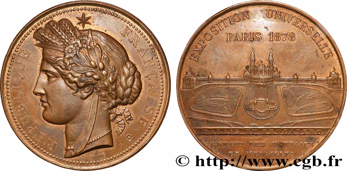 TROISIÈME RÉPUBLIQUE Médaille, Palais du Trocadéro, Exposition Universelle TTB