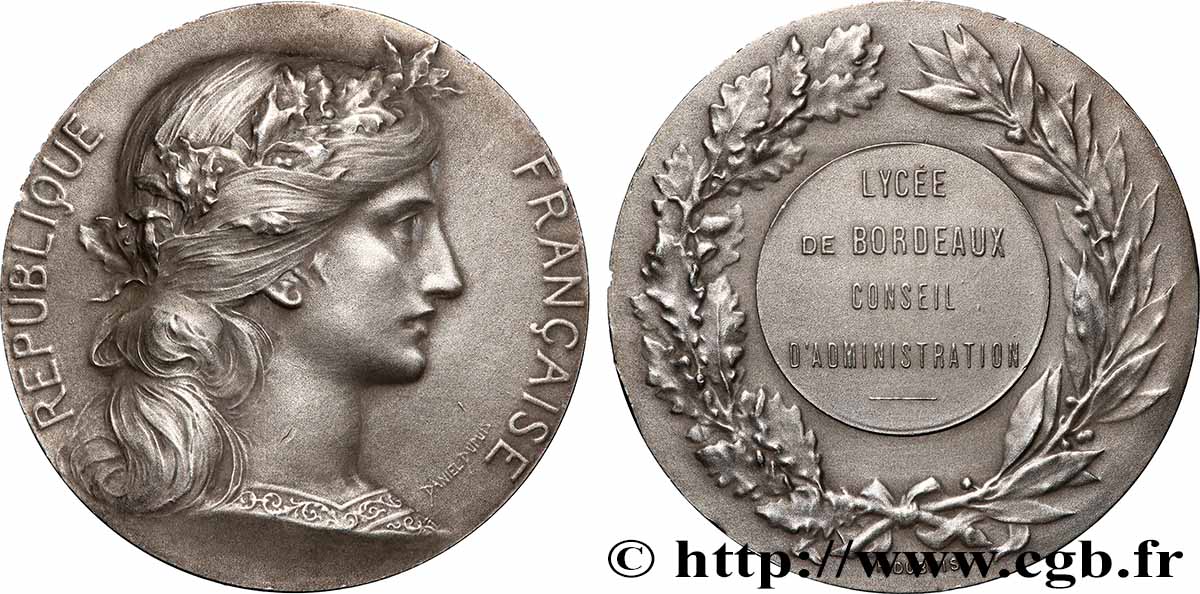 TROISIÈME RÉPUBLIQUE Médaille, Lycée, Conseil d’administration SUP/TTB+