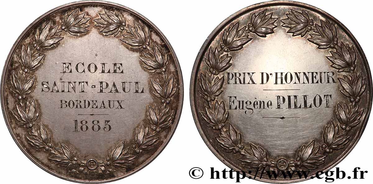 TERZA REPUBBLICA FRANCESE Médaille, École Saint-Paul SPL/q.SPL