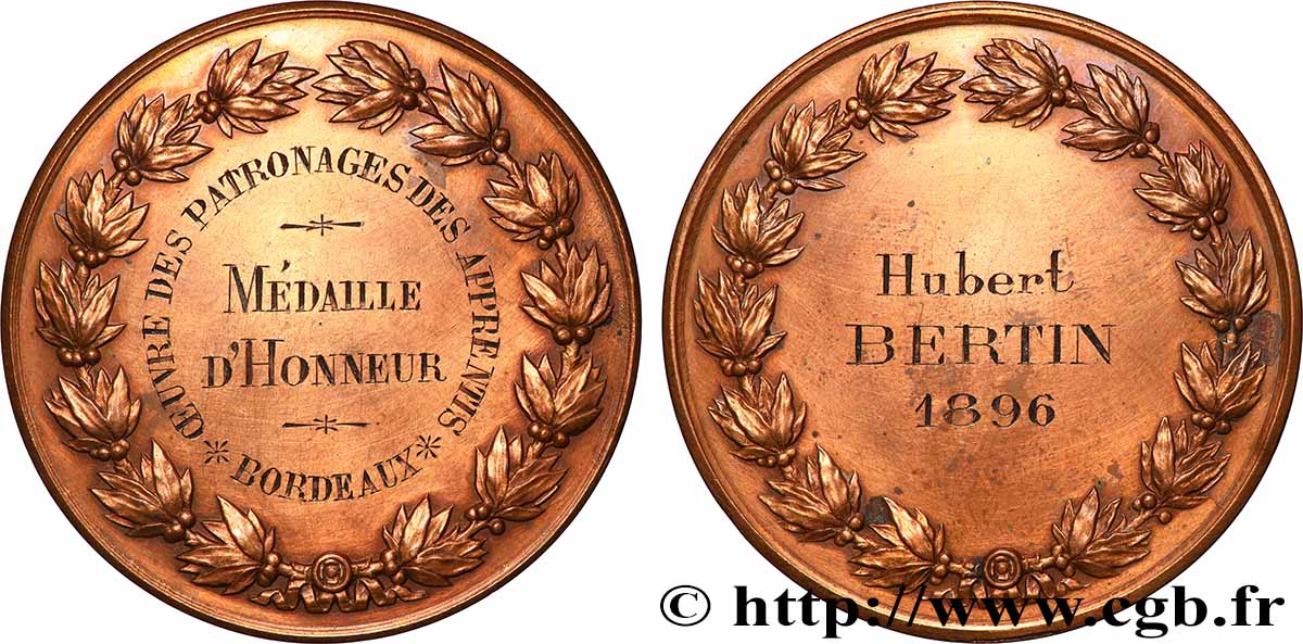 TROISIÈME RÉPUBLIQUE Médaille, Oeuvre des patronages des apprentis TTB