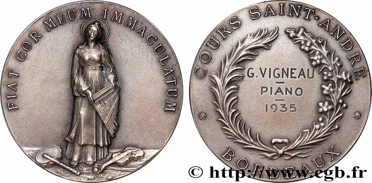 TROISIÈME RÉPUBLIQUE Médaille, Cours Saint-André TTB+