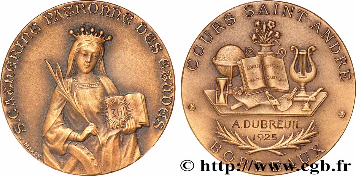 TROISIÈME RÉPUBLIQUE Médaille, Cours Saint-André SUP