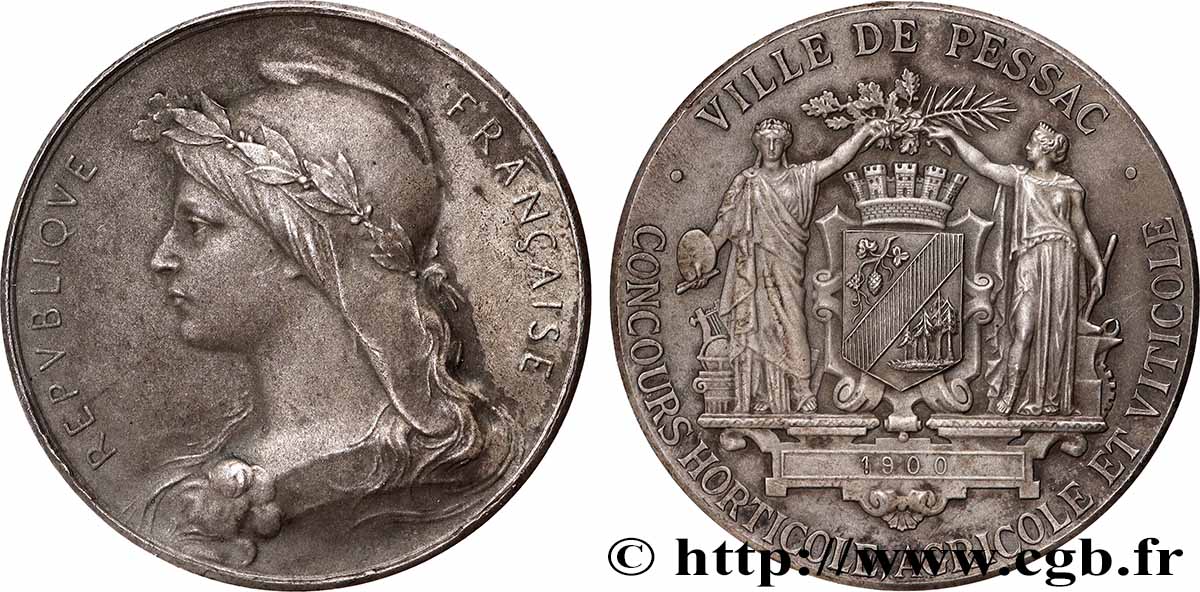 III REPUBLIC Médaille, Concours horticole, agricole et viticole AU