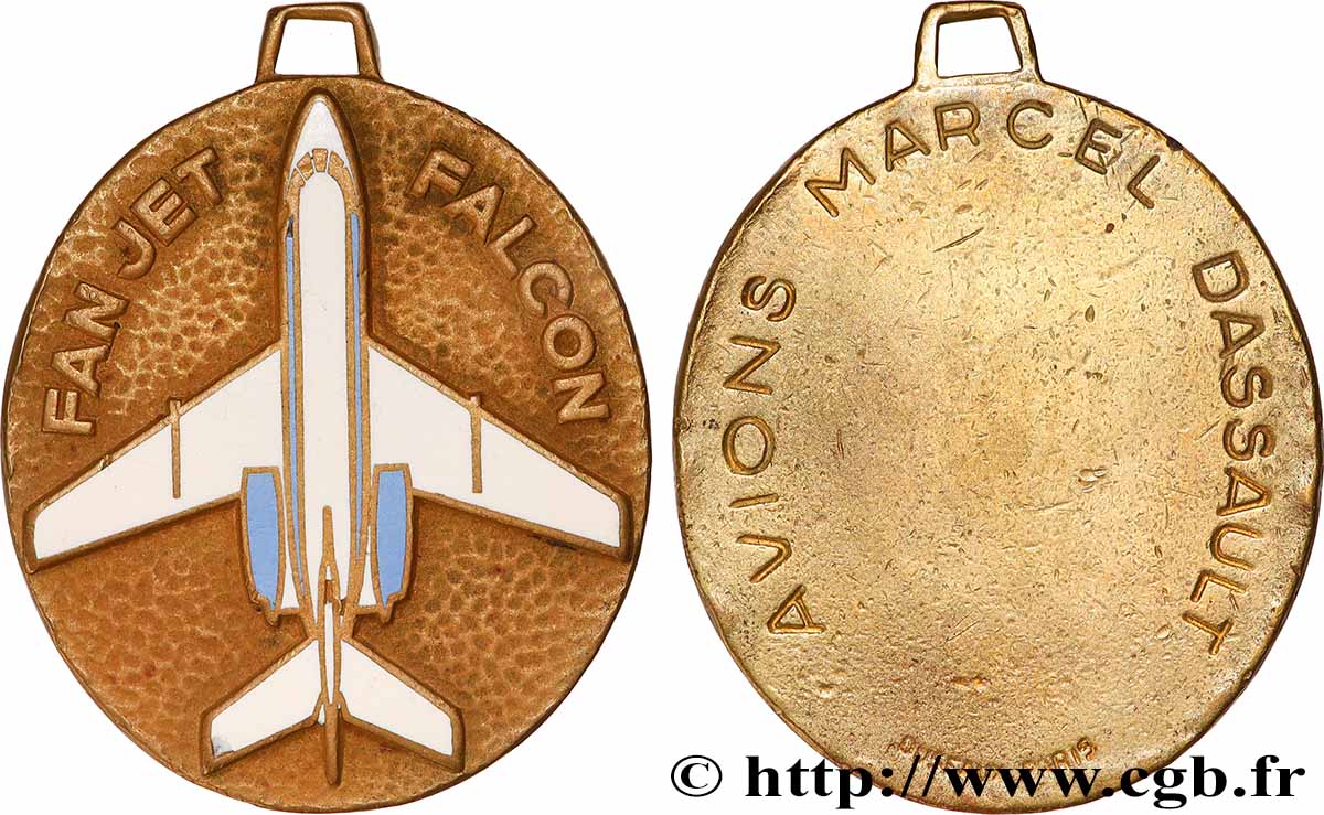 AÉRONAUTIQUE - AVIATION : AVIATEURS & AVIONS Médaille, Fan Jet Falcon, Avions Marcel Dassault TTB+