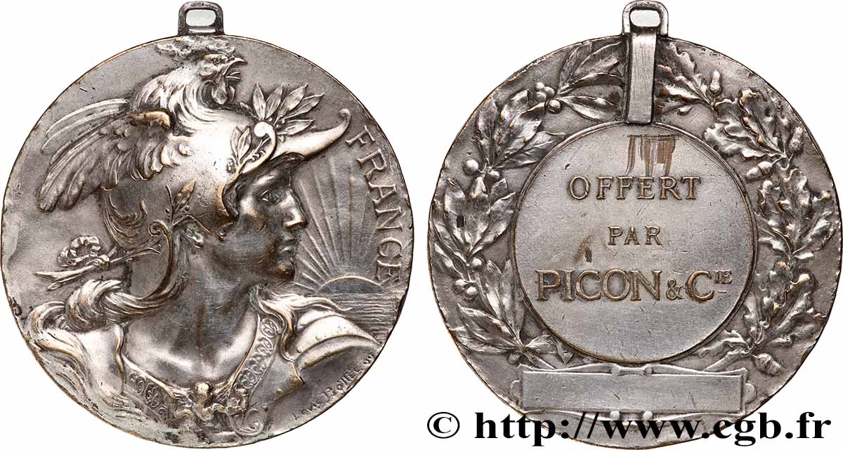 TERCERA REPUBLICA FRANCESA Médaille, France, Offerte par la maison Picon & Cie MBC