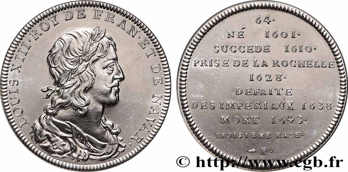 SÉRIE MÉTALLIQUE DES ROIS DE FRANCE Médaille, Règne de LOUIS XIII - 64 - refrappe ultra-moderne SUP