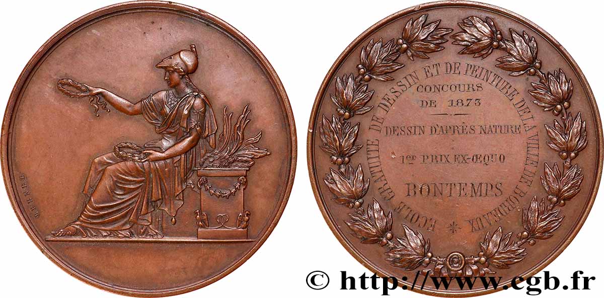SECOND EMPIRE Médaille, École gratuite de dessin et de peinture TTB+