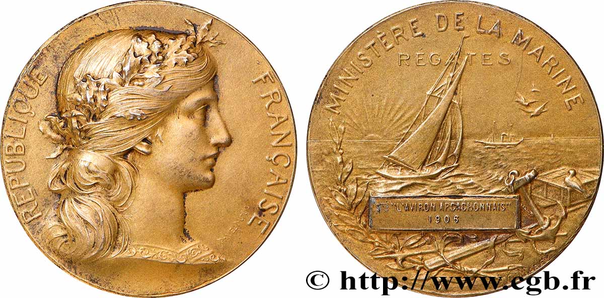 TROISIÈME RÉPUBLIQUE Médaille, Régates, Société “L’aviron arcachonnais” SUP