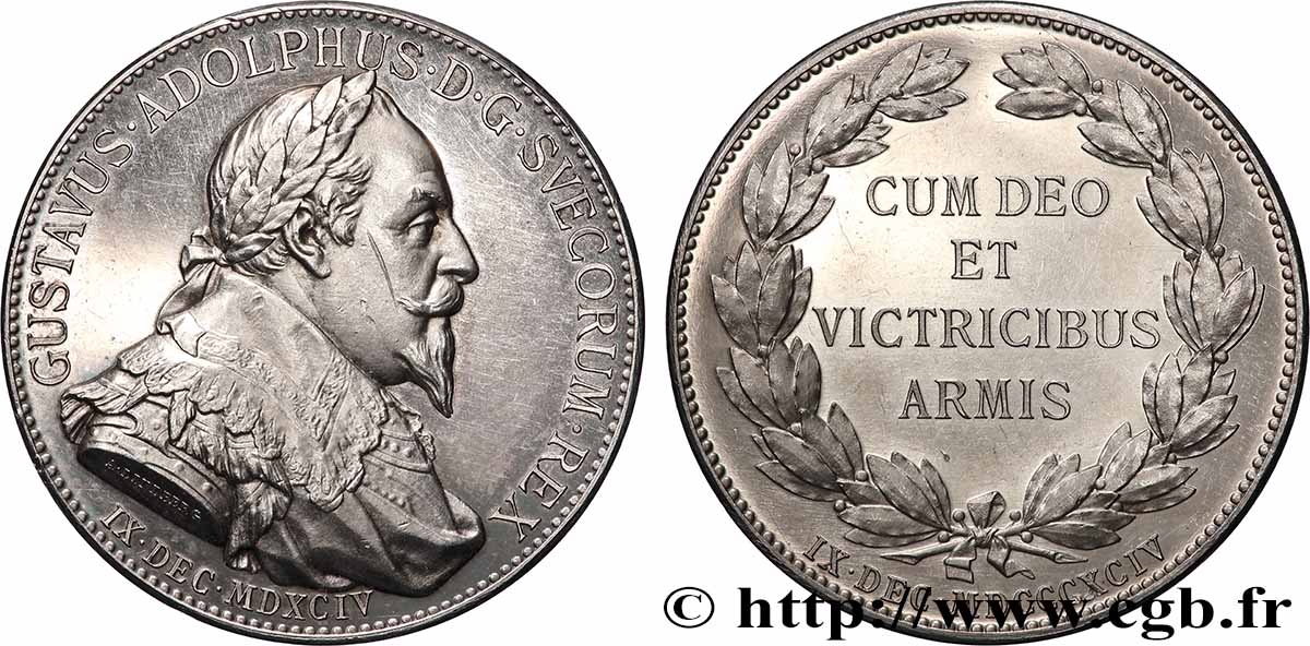 GUSTAVE II ADOLPHE DE SUÈDE ERFURT Médaille commémorative, Tricentenaire de la naissance de Gustave II Adolphe fVZ