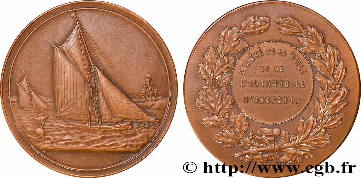 TERCERA REPUBLICA FRANCESA Médaille, Société de la voile et de l’automobile d’Arcachon MBC+