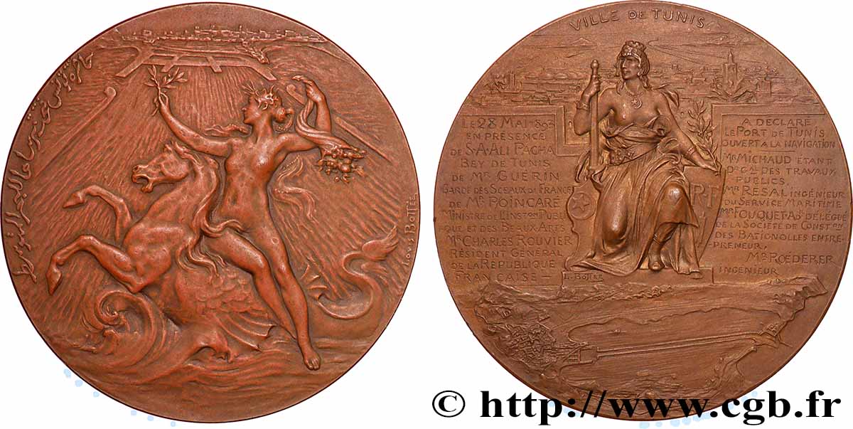 TUNESIEN - Französische Protektorate  Médaille, Ouverture du port de Tunis fVZ/VZ