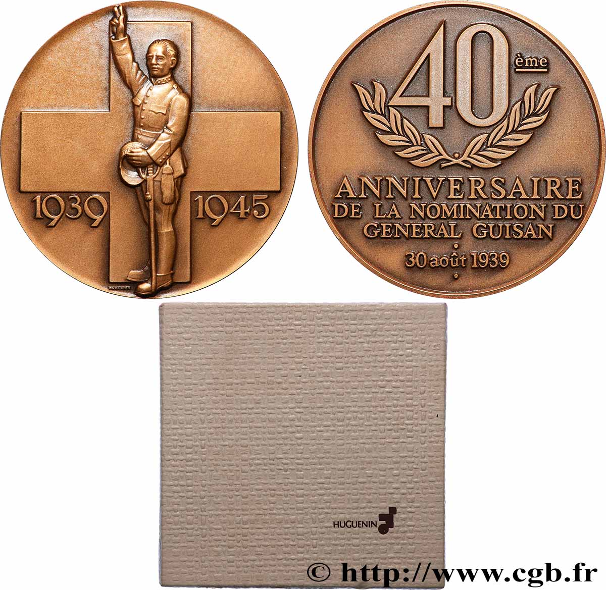 SUISSE Médaille, 40e anniversaire de la nomination du général Henri Guisan SUP